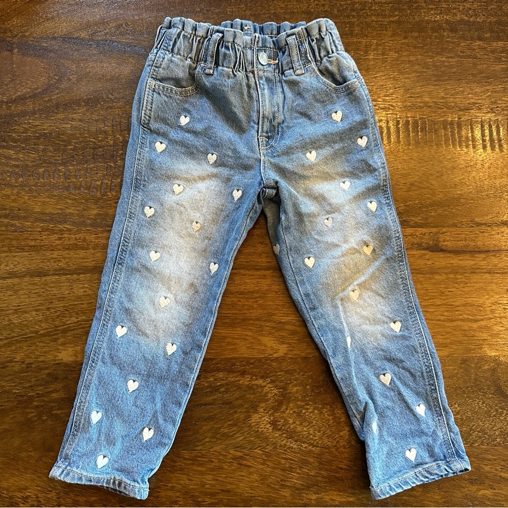 Gap Baby Kids Heart Patterned Blue Jeans